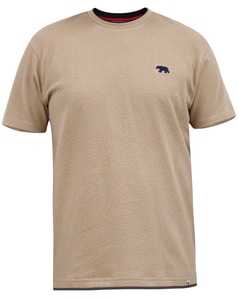 D555 Sandford T-Shirt mit Waffelmuster und doppellagigem Besatz in Steingrau